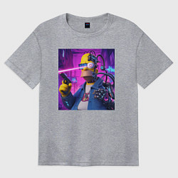 Футболка оверсайз женская Кибер Гомер Симпсон - нейросеть фантазия, цвет: меланж