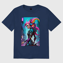 Футболка оверсайз женская Cyber witch - ai art fantasy, цвет: тёмно-синий