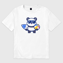 Футболка оверсайз женская Панда на море, цвет: белый