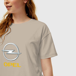 Футболка оверсайз женская Opel авто бренд, цвет: миндальный — фото 2