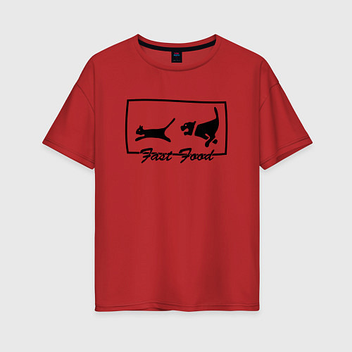 Женская футболка оверсайз Fast food / Красный – фото 1