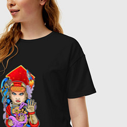 Футболка оверсайз женская Девушка космонавт СССР, цвет: черный — фото 2