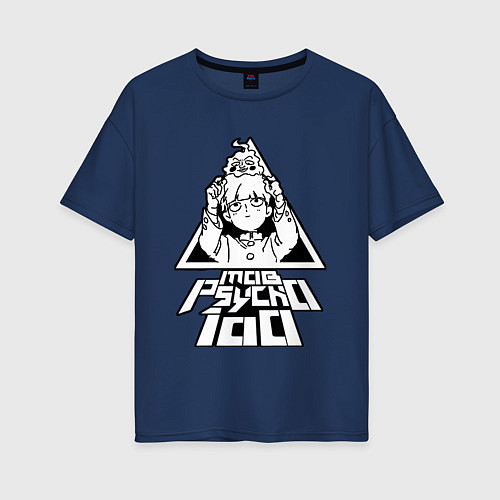 Женская футболка оверсайз Моб Психо Шигэо Кагэяма / Тёмно-синий – фото 1