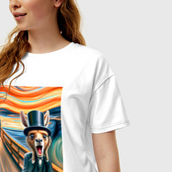 Футболка оверсайз женская Кенгуру кричит - мем нейросеть, цвет: белый — фото 2