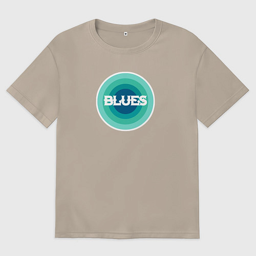 Женская футболка оверсайз Блюз ретро в синем / Миндальный – фото 1