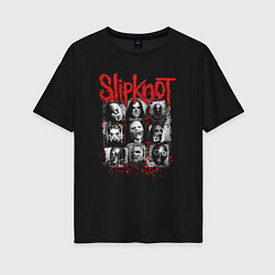 Футболка оверсайз женская Slipknot rock band, цвет: черный