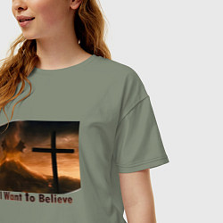 Футболка оверсайз женская Гидора I Want To Believe, цвет: авокадо — фото 2