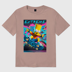 Футболка оверсайз женская Барт Симпсон крутой скейтбордист, цвет: пыльно-розовый