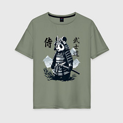 Футболка оверсайз женская Panda samurai - bushido ai art fantasy, цвет: авокадо