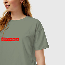 Футболка оверсайз женская Honda red logo, цвет: авокадо — фото 2