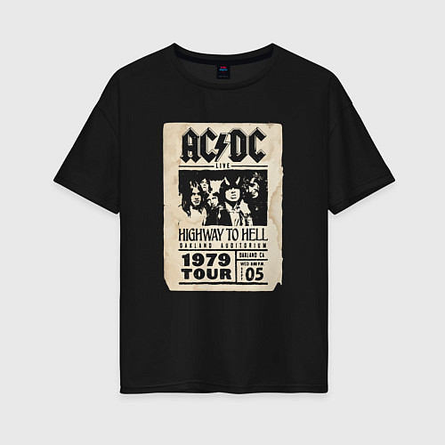 Женская футболка оверсайз ACDC винтажный постер / Черный – фото 1