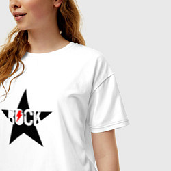 Футболка оверсайз женская Rock star in black red, цвет: белый — фото 2