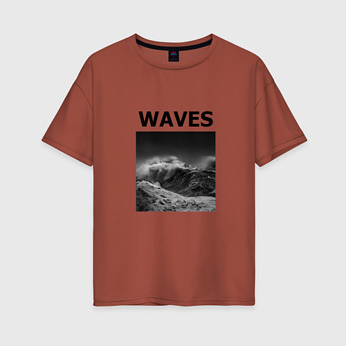Женская футболка оверсайз Waves / Кирпичный – фото 1