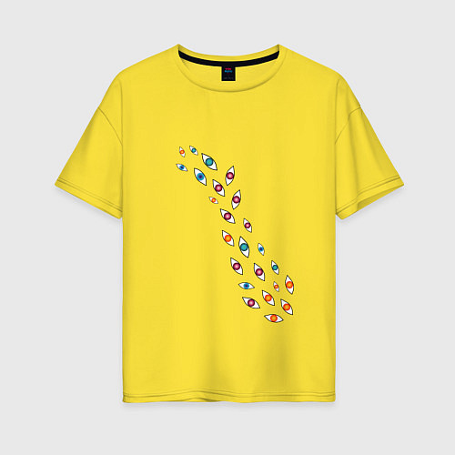 Женская футболка оверсайз Дорожка из анимешных глаз / Желтый – фото 1
