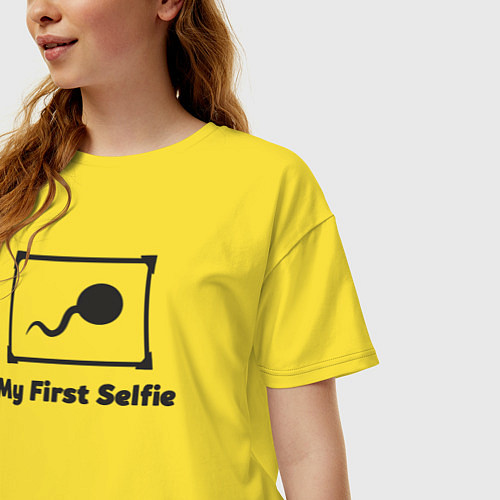 Женская футболка оверсайз Моё первое селфи / Желтый – фото 3
