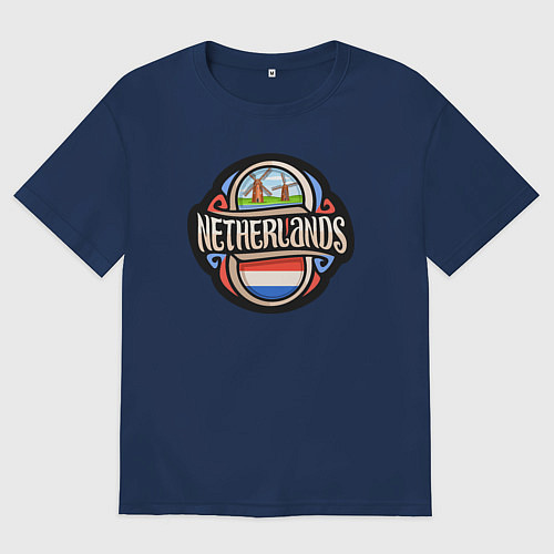 Женская футболка оверсайз Нидерланды / Тёмно-синий – фото 1