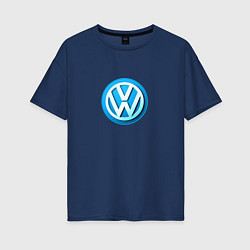 Женская футболка оверсайз Volkswagen logo blue