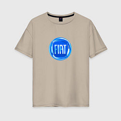 Футболка оверсайз женская FIAT logo blue, цвет: миндальный
