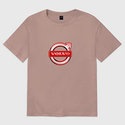 Футболка оверсайз женская Volvo red logo, цвет: пыльно-розовый