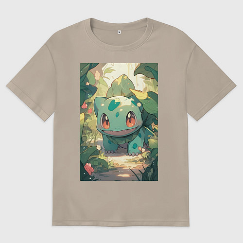 Женская футболка оверсайз Покемон Бульбазавр / Миндальный – фото 1