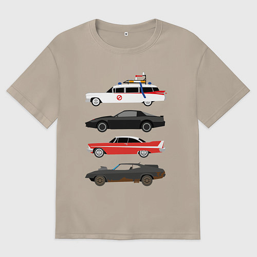 Женская футболка оверсайз Машины киногерои / Миндальный – фото 1