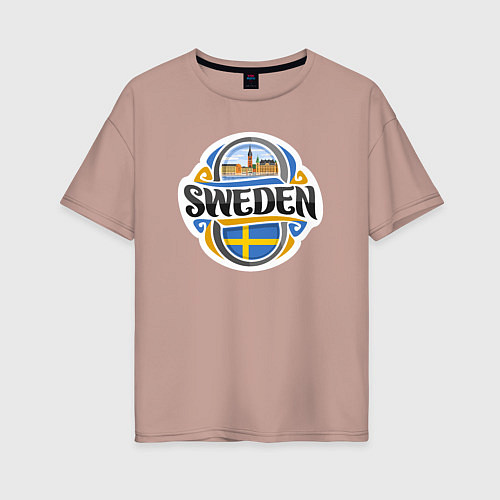 Женская футболка оверсайз Sweden / Пыльно-розовый – фото 1