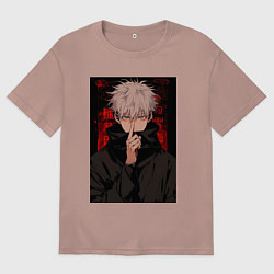 Футболка оверсайз женская Магическая битва Тогэ Инумаки, цвет: пыльно-розовый