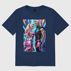 Футболка оверсайз женская Barbie and Ken - ai art fantasy, цвет: тёмно-синий