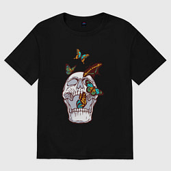Женская футболка оверсайз Бабочки и череп