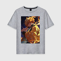 Футболка оверсайз женская Клинок, рассекающий демонов Дзэнъицу Агацума охотн, цвет: меланж