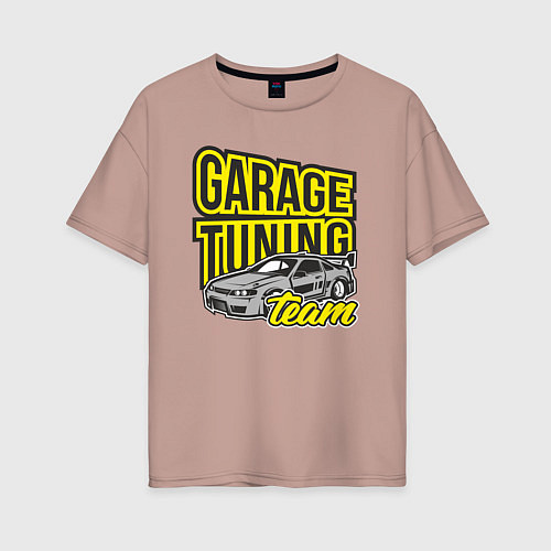 Женская футболка оверсайз Garage tuning team / Пыльно-розовый – фото 1