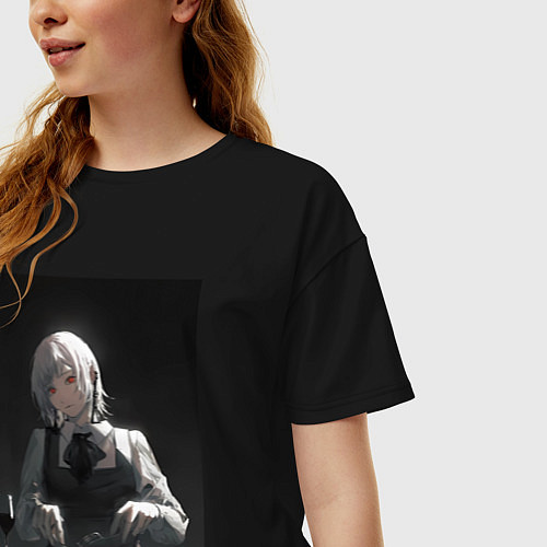 Женская футболка оверсайз Человек-бензопила Кига Демон Голода / Черный – фото 3