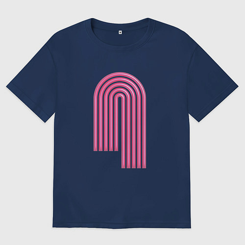 Женская футболка оверсайз Розовый орнамент / Тёмно-синий – фото 1