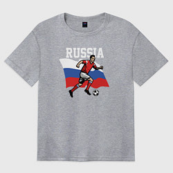 Футболка оверсайз женская Russia football inscription, цвет: меланж