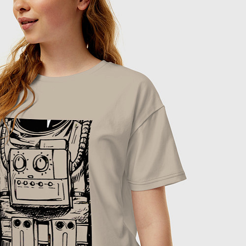 Женская футболка оверсайз В душе я астронавт / Миндальный – фото 3