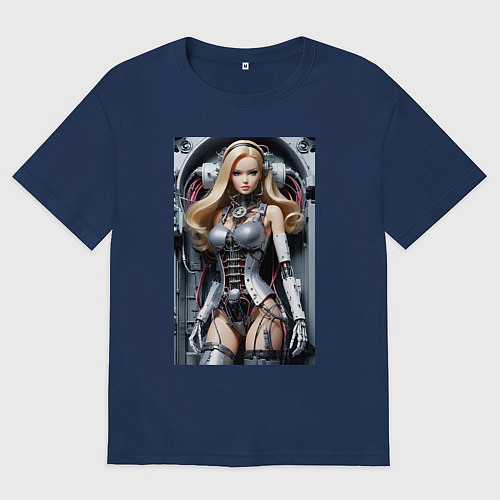Женская футболка оверсайз Cyber sexy Barbie - ai art fantasy / Тёмно-синий – фото 1