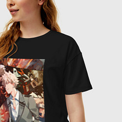 Футболка оверсайз женская Моя геройская академия Кацуки Бакуго коллаж, цвет: черный — фото 2