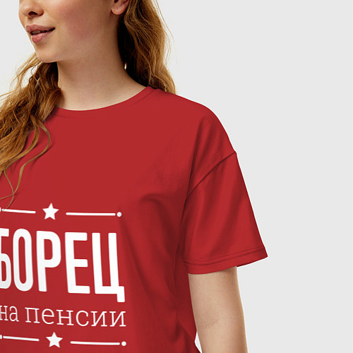 Женская футболка оверсайз Борец на пенсии / Красный – фото 3