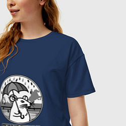 Футболка оверсайз женская Простая петербургская мышь идет, цвет: тёмно-синий — фото 2