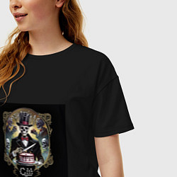 Футболка оверсайз женская Юбилейная - Скелеты в шкафу, цвет: черный — фото 2