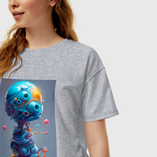 Женская футболка оверсайз Пришелец со сладкой планеты - фантазия / Меланж – фото 3