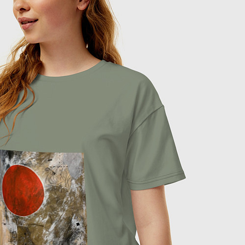 Женская футболка оверсайз Абстракция Красный Круг / Авокадо – фото 3