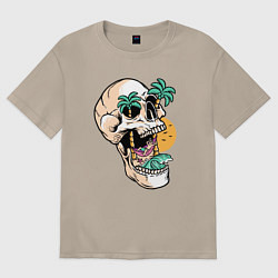 Футболка оверсайз женская Лето в черепе, цвет: миндальный