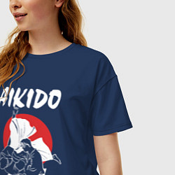 Футболка оверсайз женская Айкидо - боевое искусство, цвет: тёмно-синий — фото 2