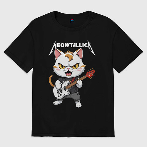 Женская футболка оверсайз Meowtallica rock / Черный – фото 1