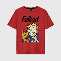 Футболка оверсайз женская Vault boy and shepherd, цвет: красный