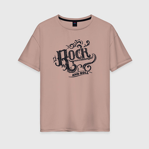 Женская футболка оверсайз Стиль рок-н-ролл / Пыльно-розовый – фото 1