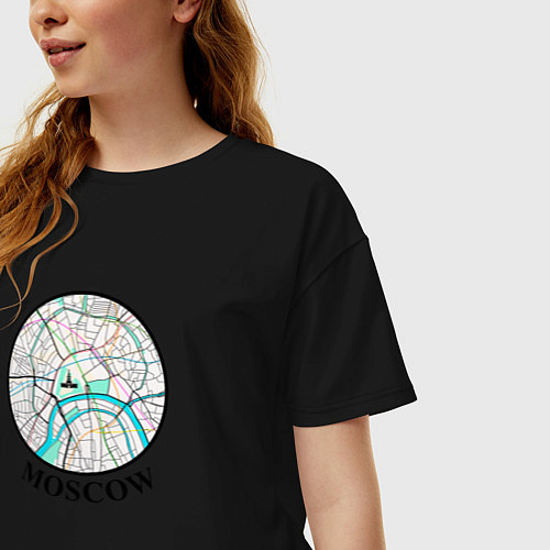 Женская футболка оверсайз Moscow center / Черный – фото 3