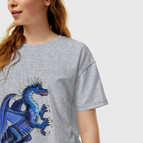 Женская футболка оверсайз Azure dragon / Меланж – фото 3