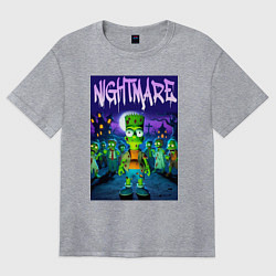Футболка оверсайз женская Zombie Bart Simpson - nightmare, цвет: меланж